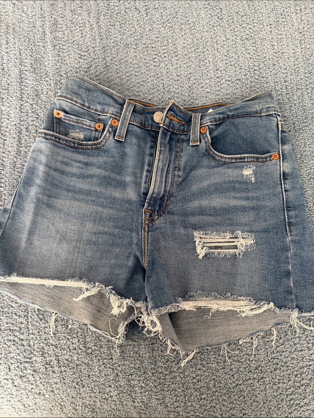 Levi's Women's Light Blue Distressed Denim Cutoff Shorts